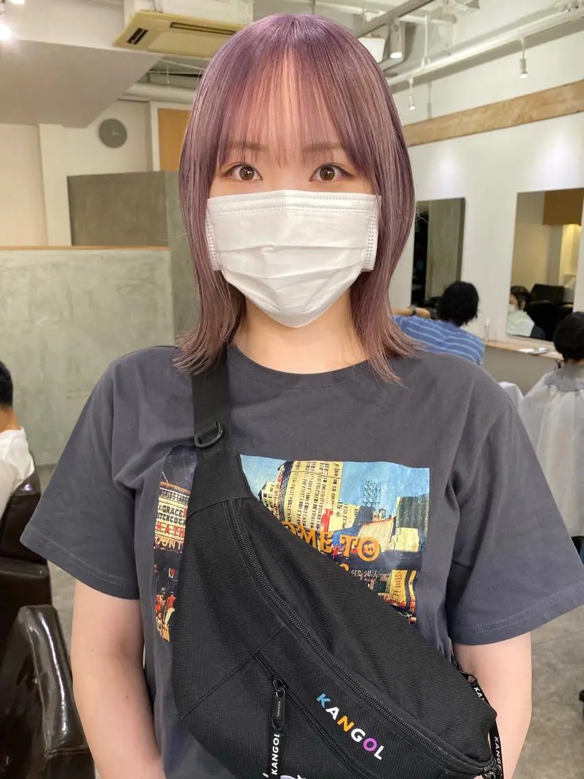 ミディアム カラー ハイトーンカラー ラベンダーカラー ヘアカラー 森貴裕/ベージュ/ パーマ/オリーブのヘアスタイル
