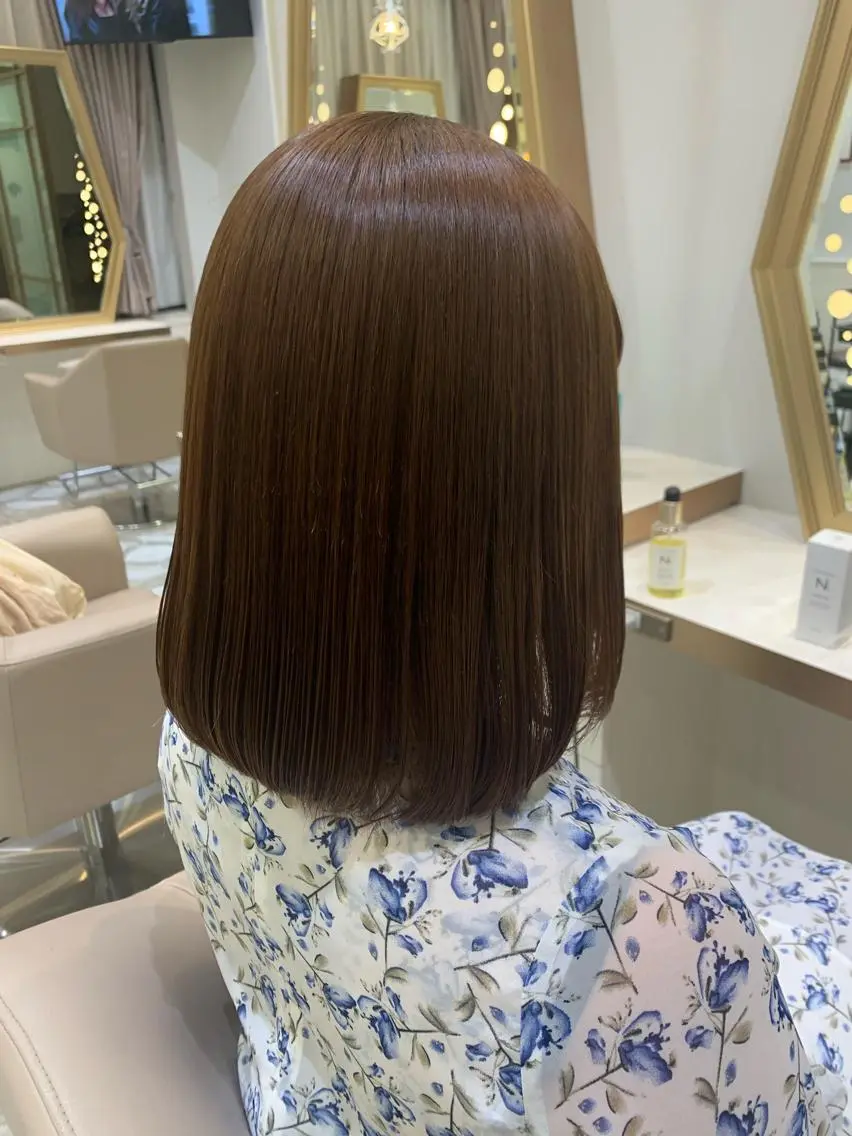 ミディアム パーマ カット 縮毛矯正 💙美髪救世主💙 関華蓮のヘアスタイル