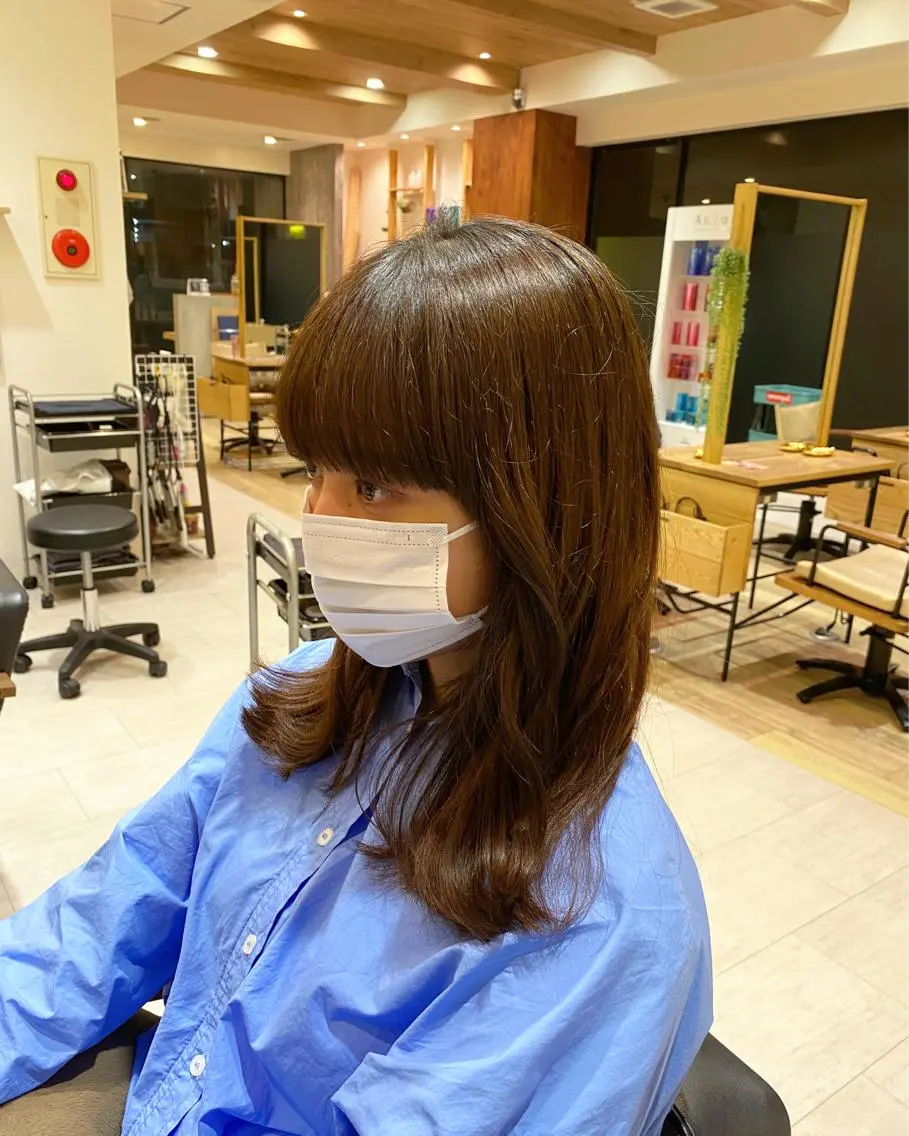 セミロング 韓国風ヘア ワイドバング 韓国トレンドヘア しゅーやのヘアスタイル