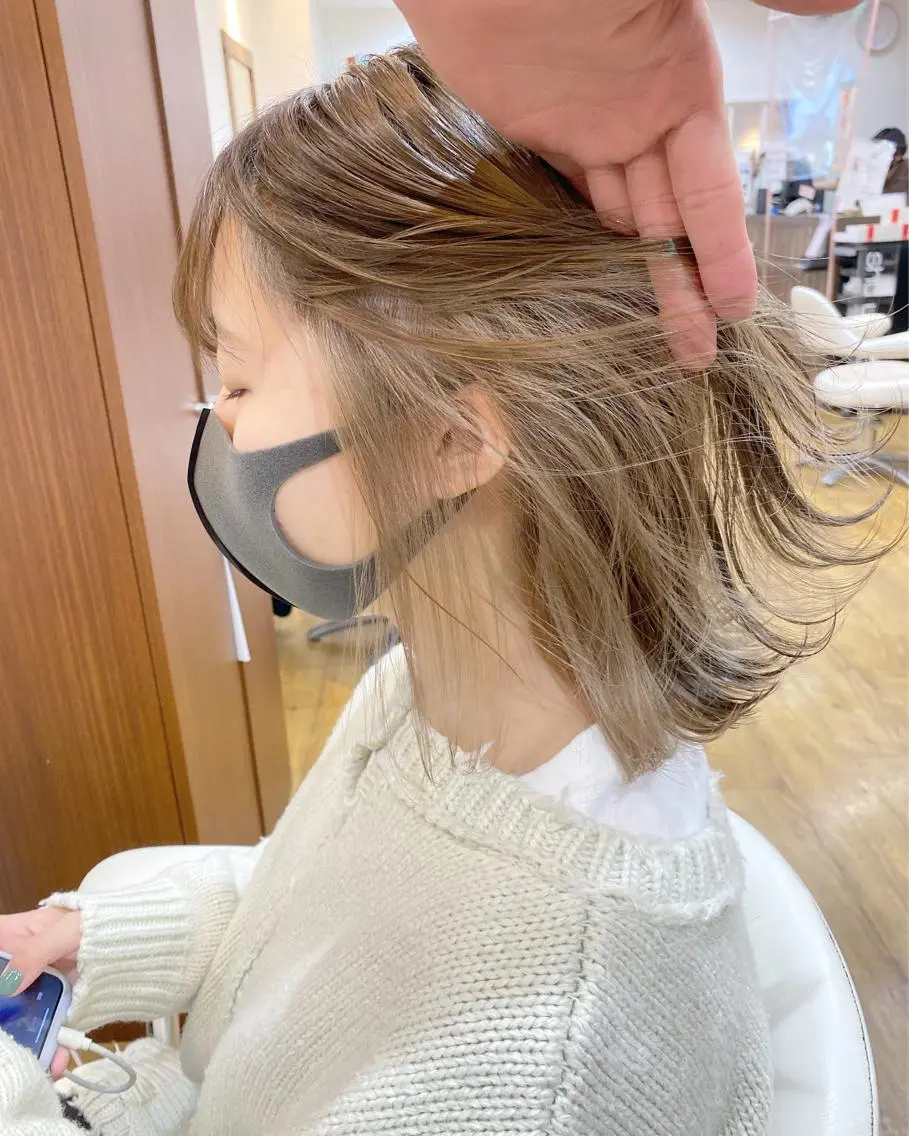 ミディアム カラー 横浜ブリーチムラ直し ハイトーン/ブリーチのヘアスタイル