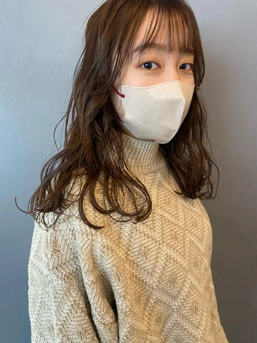 ミディアム カラー ベージュカラー ピンクカラー ピンクベージュ 砂原 ひよりのヘアスタイル