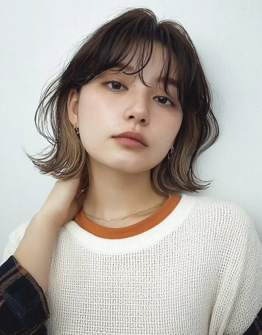 ミディアム カラー デザインカラー✨ 透明感カラー菊地真保のヘアスタイル