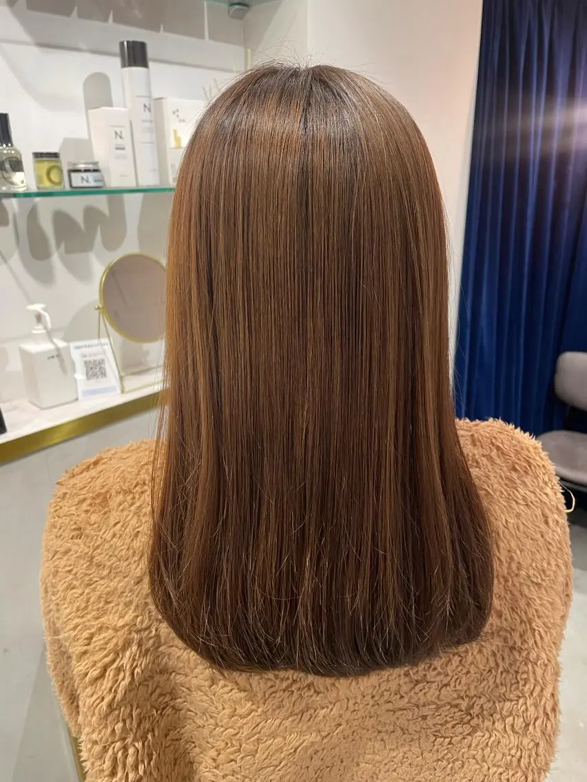 セミロング パーマ セミロングパーマ 縮毛矯正 ストレートパーマ 縮毛矯正 レイヤー♡ 石川優奈のヘアスタイル