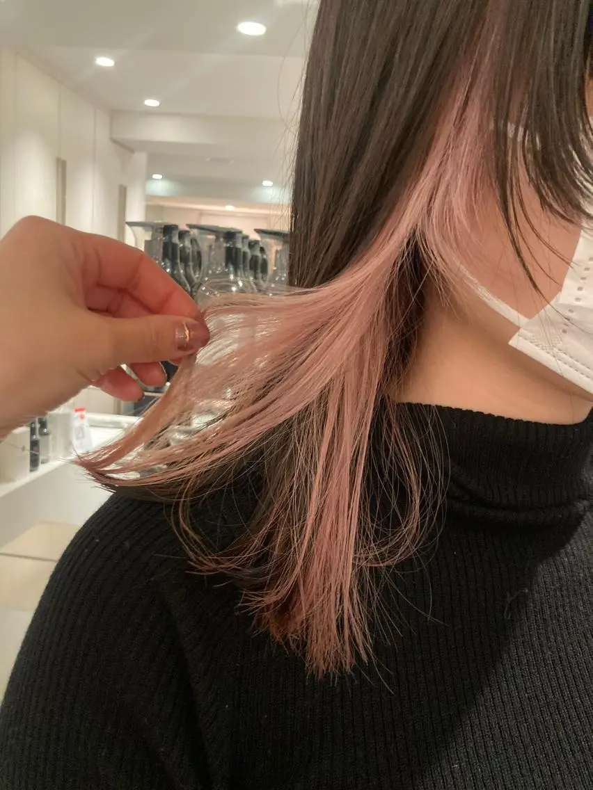 ロング カラー ピンクカラー ヘアカラー トリートメント オリーブ透明感カラー 表参道/MIKUのヘアスタイル
