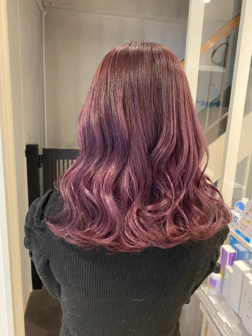 セミロング カラー 🌈評価No.1🌈 艶髪カラー❌エクステのヘアスタイル