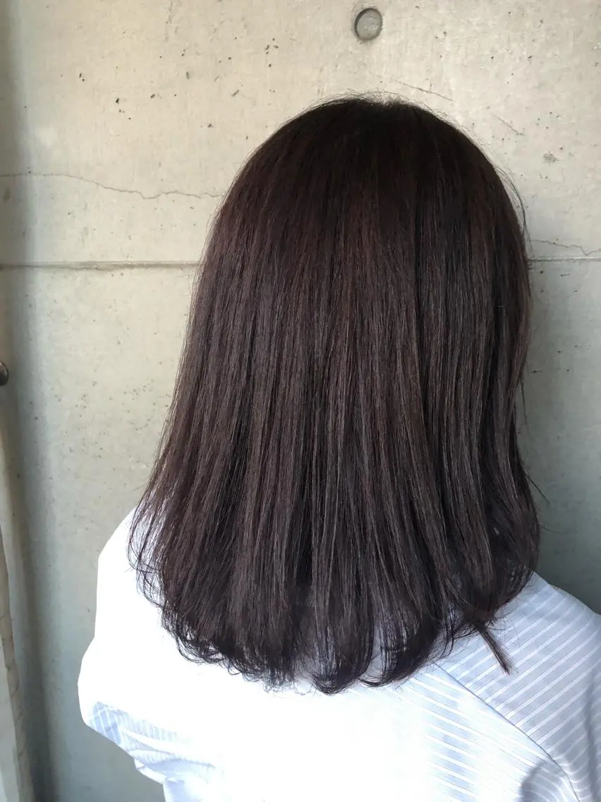 セミロング カラー ラベンダーカラー ネイビーカラー ヘアカラー トリートメント 韓国hair ·͜· watanabeのヘアスタイル