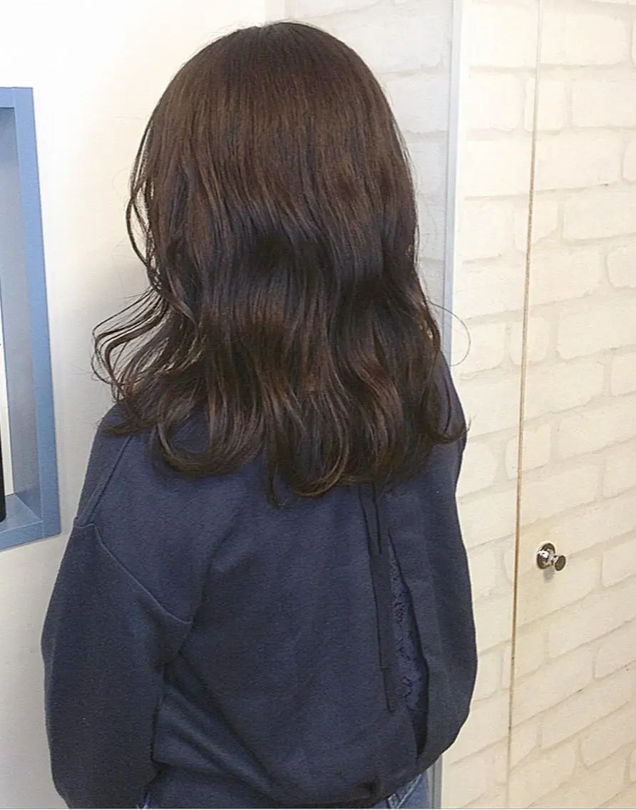 ミディアム カット ヘアカラー 韓国✖️網紅🖤 パーマYURIYAのヘアスタイル