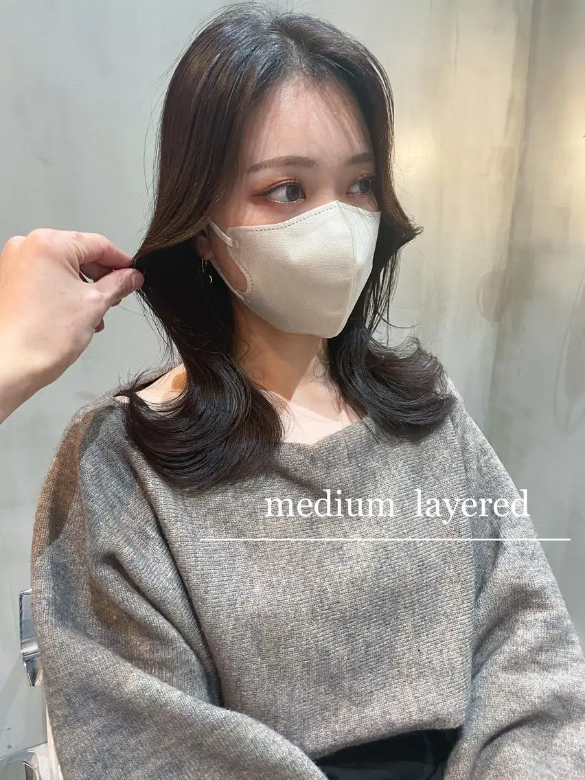 ミディアム くびれヘア 韓国風ヘア LOMA🇰🇷 銀座クボタのヘアスタイル