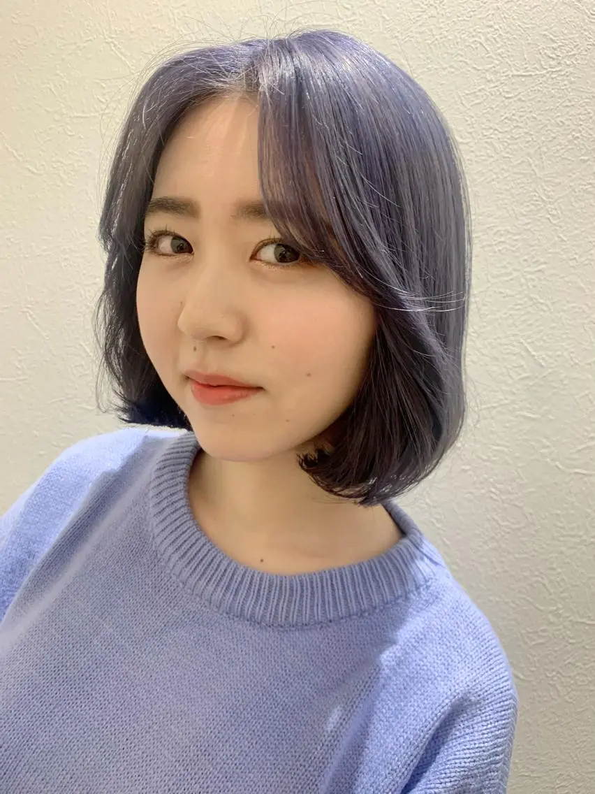 ショート カラー ブリーチ ブルーカラー ブルーラベンダー ラベンダーカラー タンバルモリ カット ヘアカラー トリートメント hubhair レイヤー/透明感のヘアスタイル