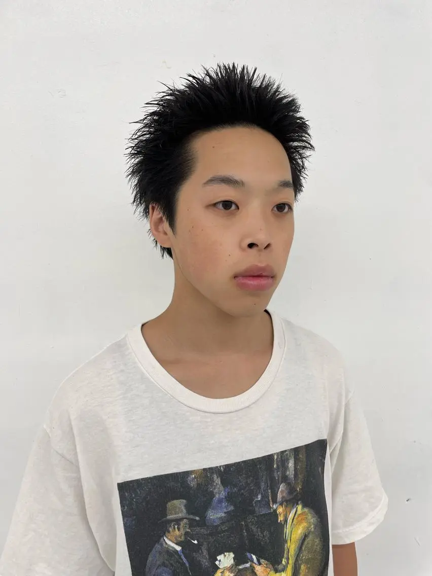 メンズ カット スパイキーパーマ 柏NO1 藤本葉のヘアスタイル