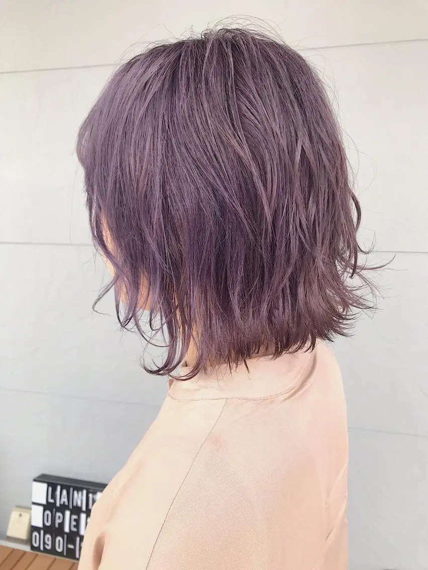 ショート カラー ヘアアレンジ ラベンダーカラー シルバー ヘアカラー トリートメント lani ブリーチ /ダブルカラーのヘアスタイル
