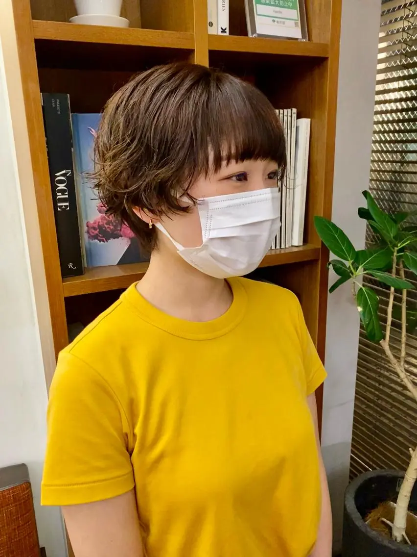 ショート カラー パーマ 似合わせレイヤー/ ケアパーマ/高倉のヘアスタイル