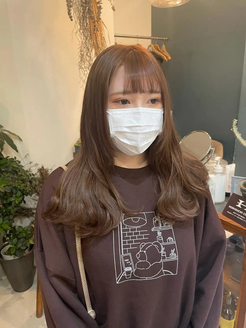 セミロング カラー ベージュカラー ブリーチ オレンジ オレンジベージュ ヘアカラー 中目黒🌼 🌼ハナのヘアスタイル