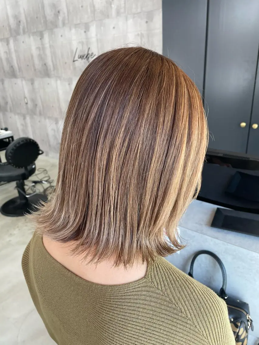 ミディアム カラー ベージュカラー ヘアカラー LUXBE LUCE ひなののヘアスタイル