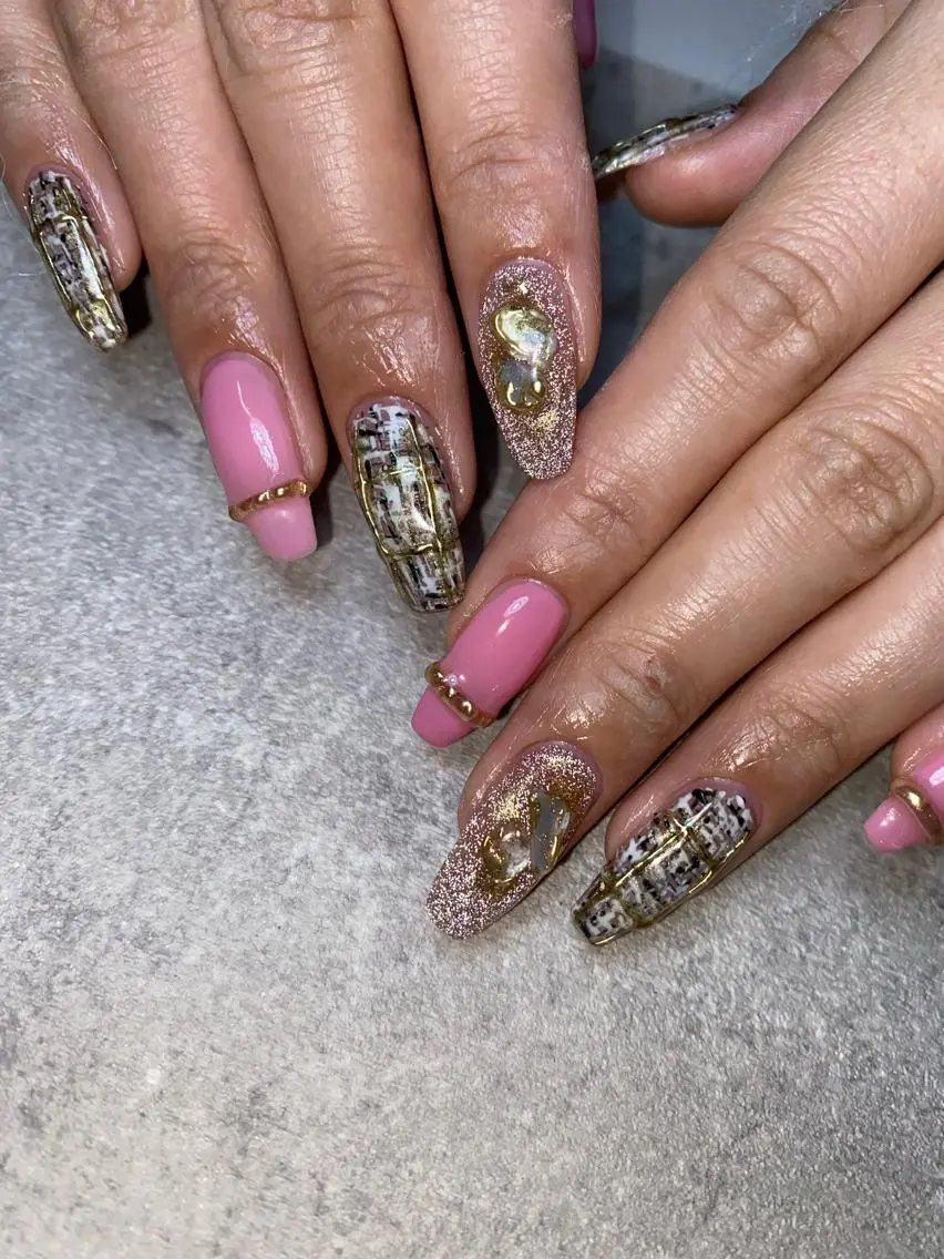 ネイル フラッシュネイル ツイードネイル ハンドネイル LIll nailのネイルデザイン