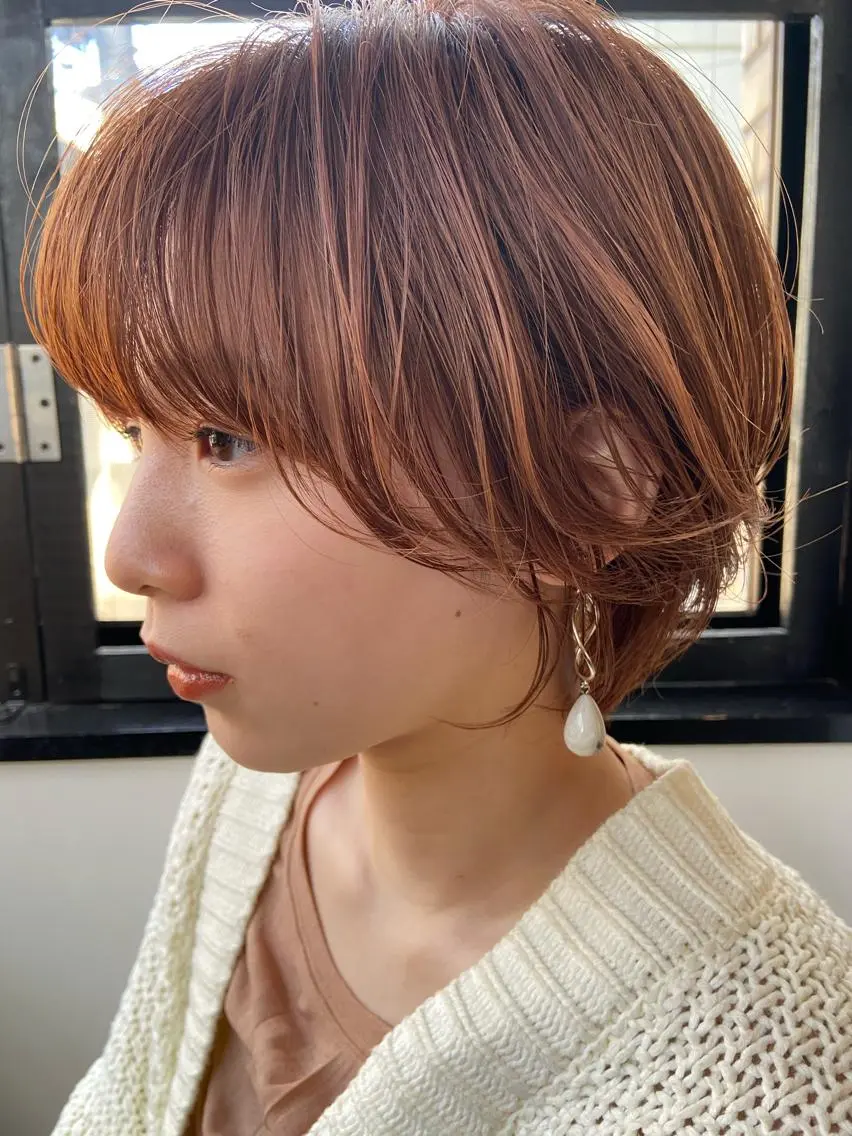 ショート カラー ヘアアレンジ オレンジ 田中 あやなのヘアスタイル