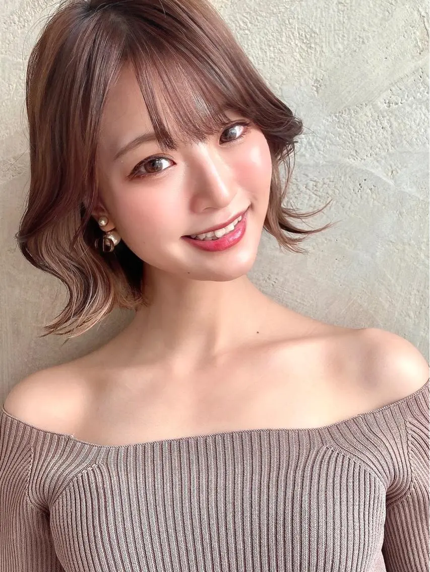 ミディアム カラー パーマ ヘアアレンジ ボブ くびれヘア 似合わせカット 🌈小顔似合わせ SHIHO🌈のヘアスタイル