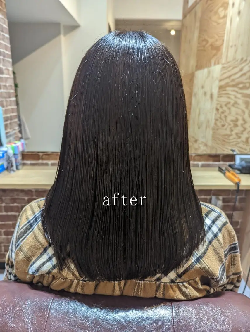 セミロング カット ヘアカラー 縮毛矯正 トリートメント 美髪矯正 キョウスケのヘアスタイル