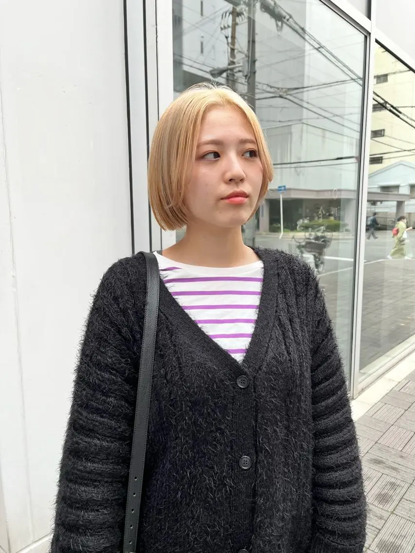 ショート カラー 切りっぱなしボブ ベージュカラー ブリーチ ケアブリーチ ダブルカラー カット ヘアカラー ショート/パーマ/ カラー/FUKOのヘアスタイル