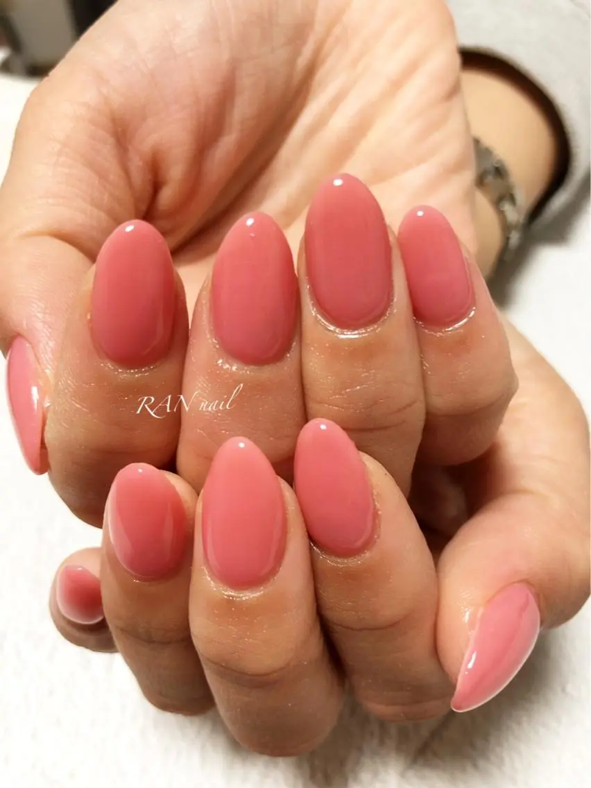 ネイル オフィスネイル ワンカラーネイル ピンク 冬ネイル ハンドネイル フットネイル RAN nailのネイルデザイン