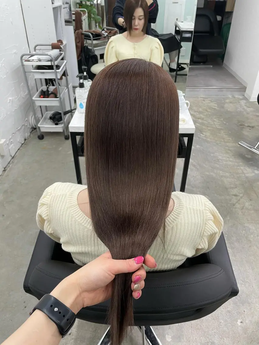 ロング カラー シールエクステ バレイヤージュ ミストバング ダブルカラー  フェイスフレーミング ヘアカラー トリートメント ヘッドスパ 🧡艶髪/エクステ 🫧🧡YUKI❄️のヘアスタイル