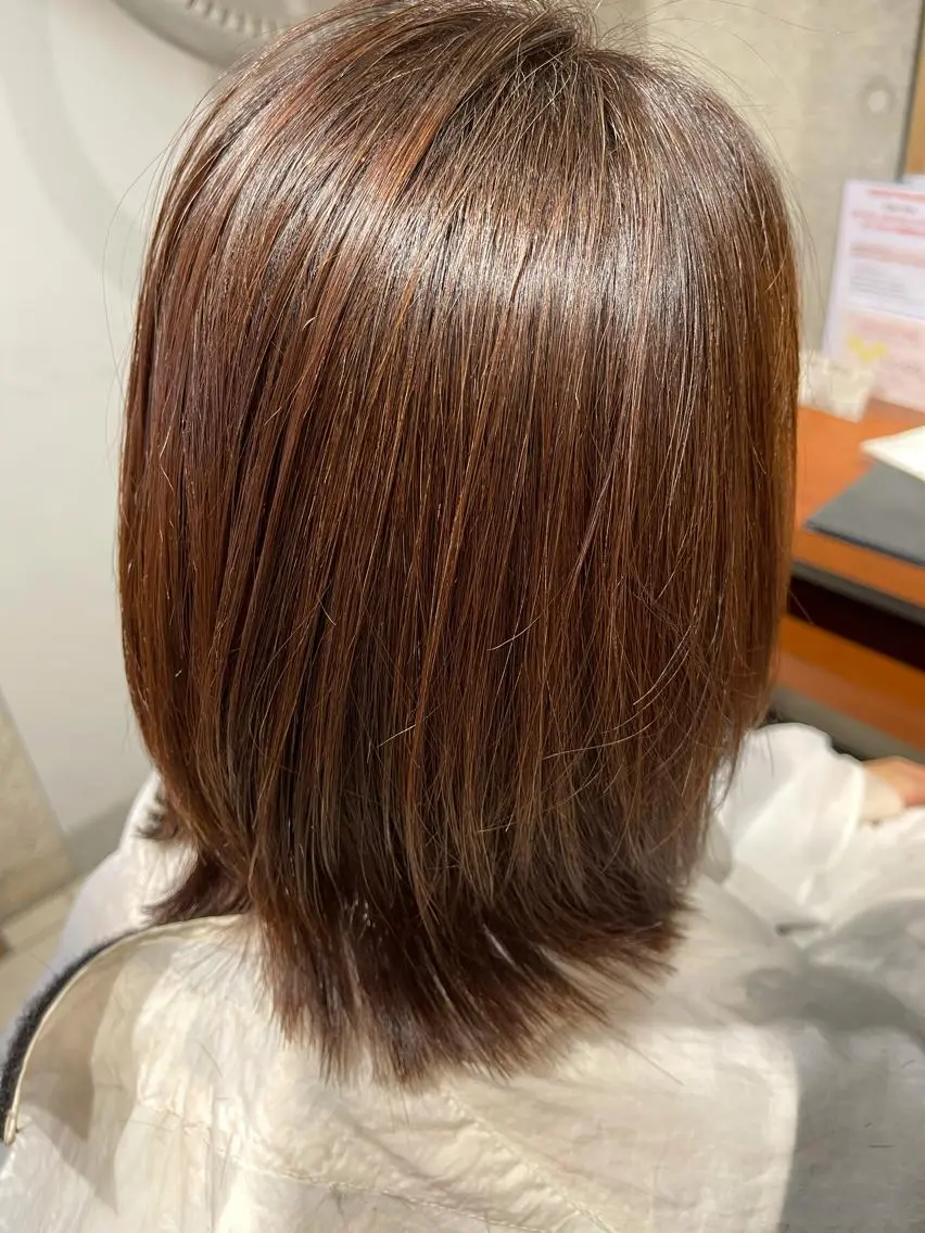 ミディアム カット 縮毛矯正 トリートメント ⭐️ツイスパ⭐️ 菊池 拓也のヘアスタイル