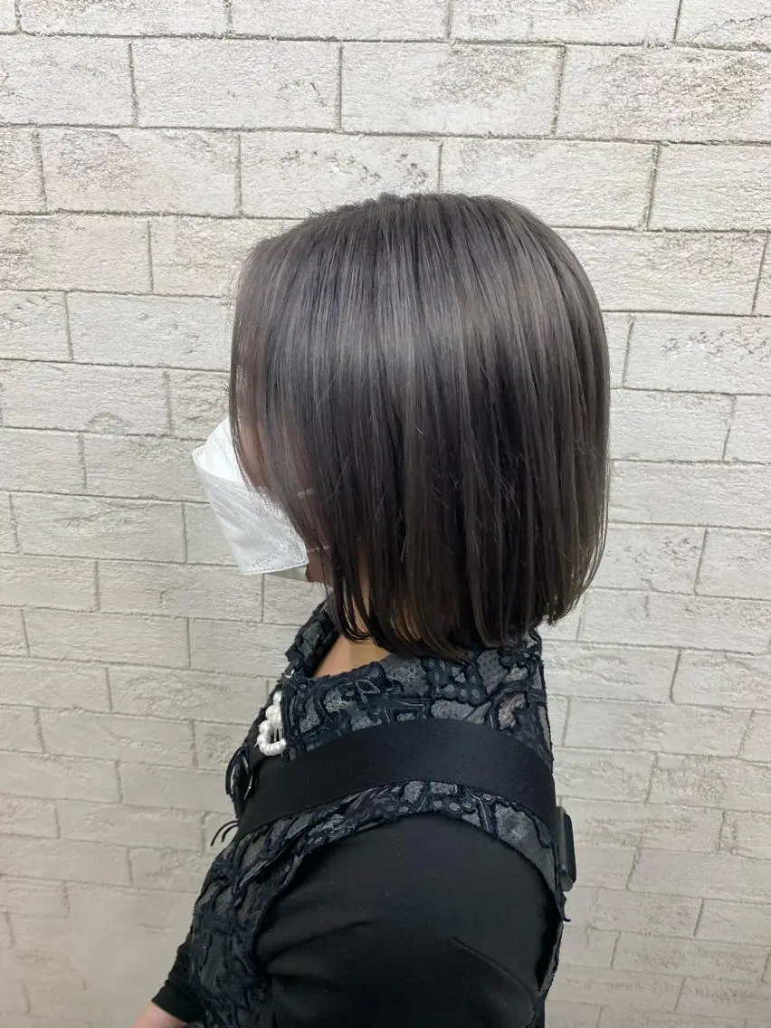 ミディアム カラー グレージュ達人/赤み 消し/ブリーチ/岩崎のヘアスタイル