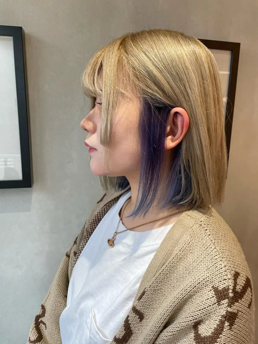 ミディアム 複雑履歴に対応ブリー チ無しダブルカラーのヘアスタイル