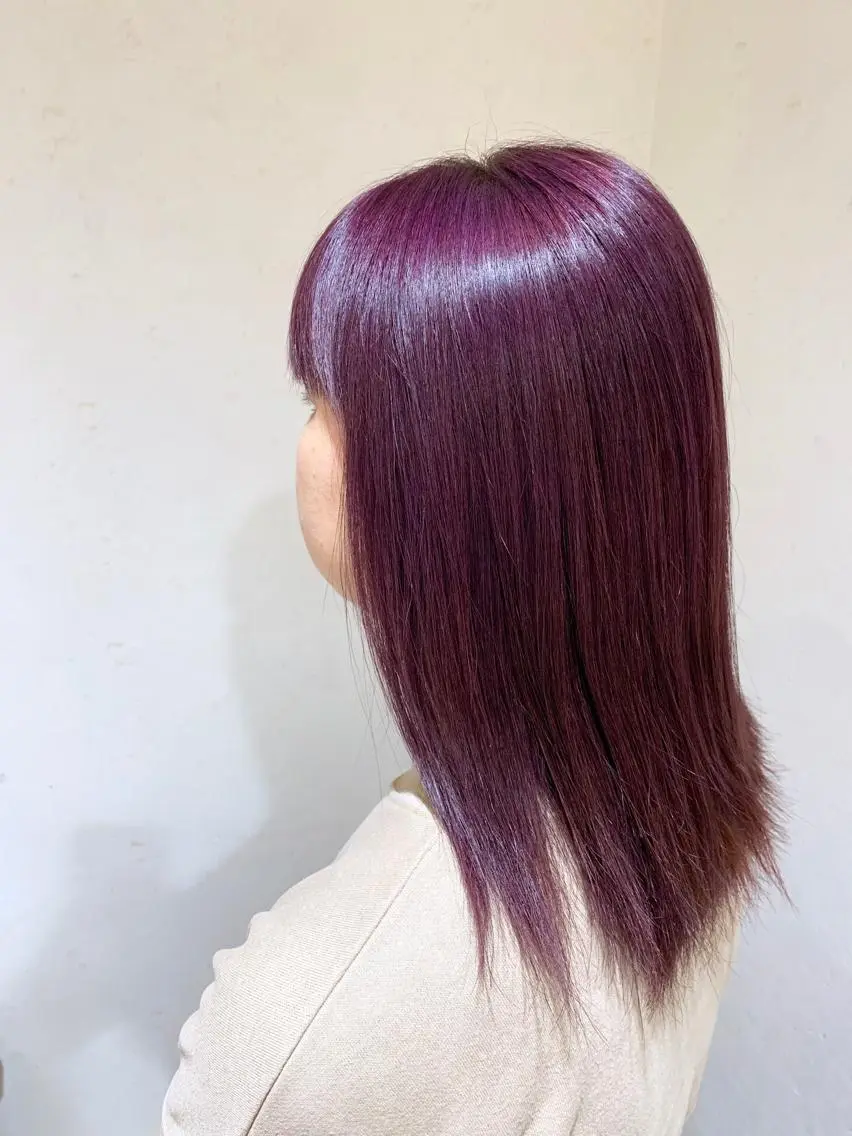 セミロング カラー パーマ ヘアアレンジ ボルドーカラー ヘアカラー トリートメント 縮毛矯正/美髪 髪質改善/石田幸輔のヘアスタイル