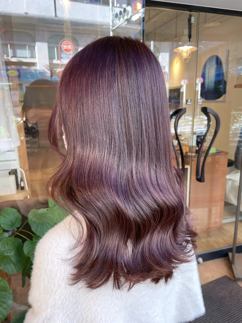 ロング カラー ブリーチ ラベンダーカラー ブリーチなしカラー ピンクカラー ピンクラベンダー ヘアカラー トリートメント ヘアアレンジ にいた　かづしげのヘアスタイル