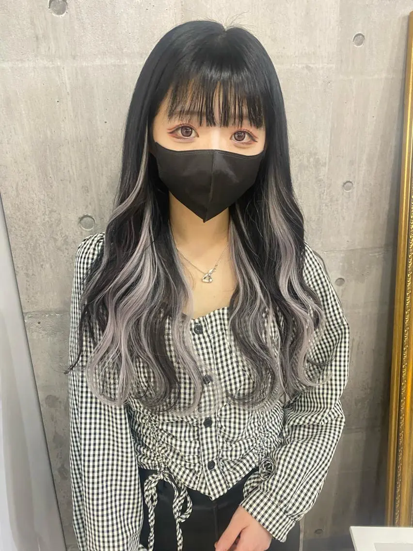 ロング カラー ハイライトカラー エクステ ハイライト SHURI❤️🔥 中/韓mix ♡のヘアスタイル