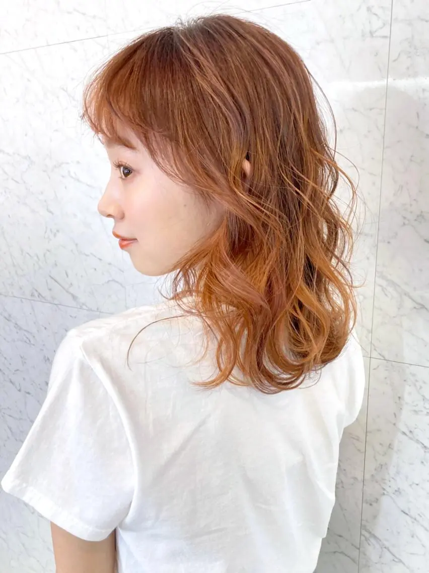 ミディアム カラー パーマ ヘアアレンジ グラデーションカラー ピンクカラー ITbyALBUM 八王子店のヘアスタイル