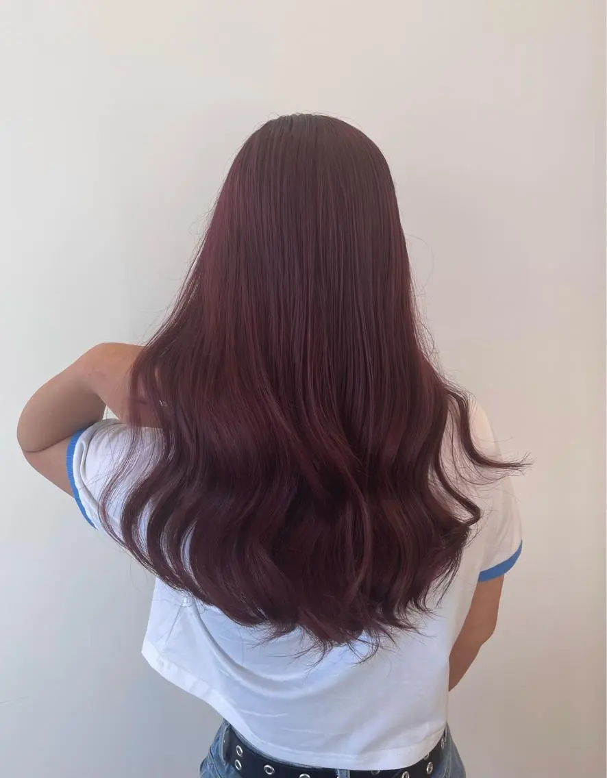 セミロング カラー ピンクカラー 色落ちまでキレイに! !女性サロンのヘアスタイル
