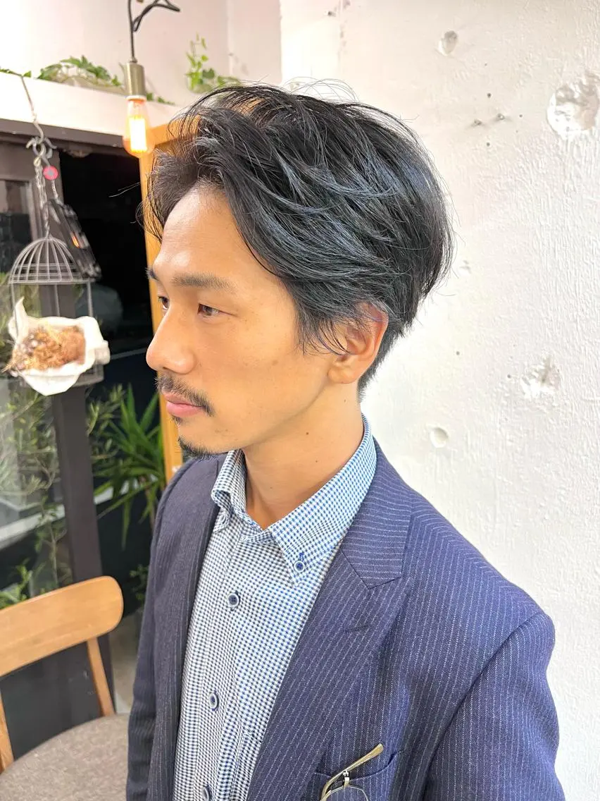 ショート メンズ 再現性大人メンズヘア 毛流れパーマ木村陸弥のヘアスタイル