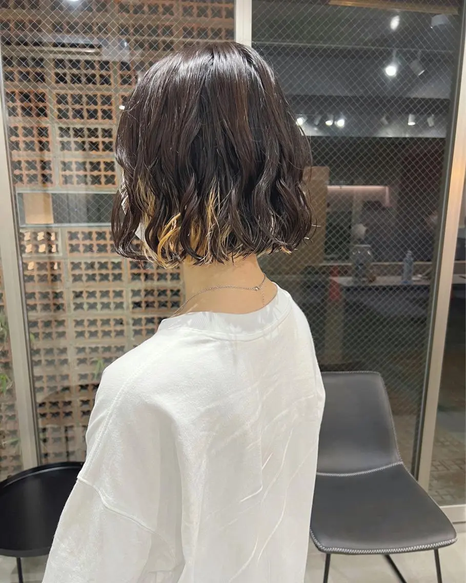 ショート パーマ カット ヘアカラー パーマ ボブパーマコテ巻き風 パーマNo1深江秀平のヘアスタイル