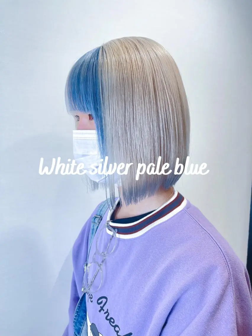 ショート カラー パーマ ヘアアレンジ メンズ アイブロウ ブルーカラー シルバー ホワイトシルバー 提案型カウンセリング が大好評✨鈴木瑛也のヘアスタイル