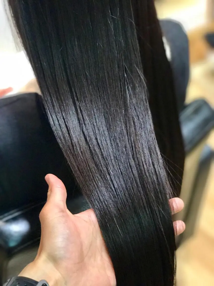 セミロング カラー パーマ ヘアアレンジ 黒髪 透明感カラー グレージュ ヘアカラー トリートメント 松田 亮葉のヘアスタイル
