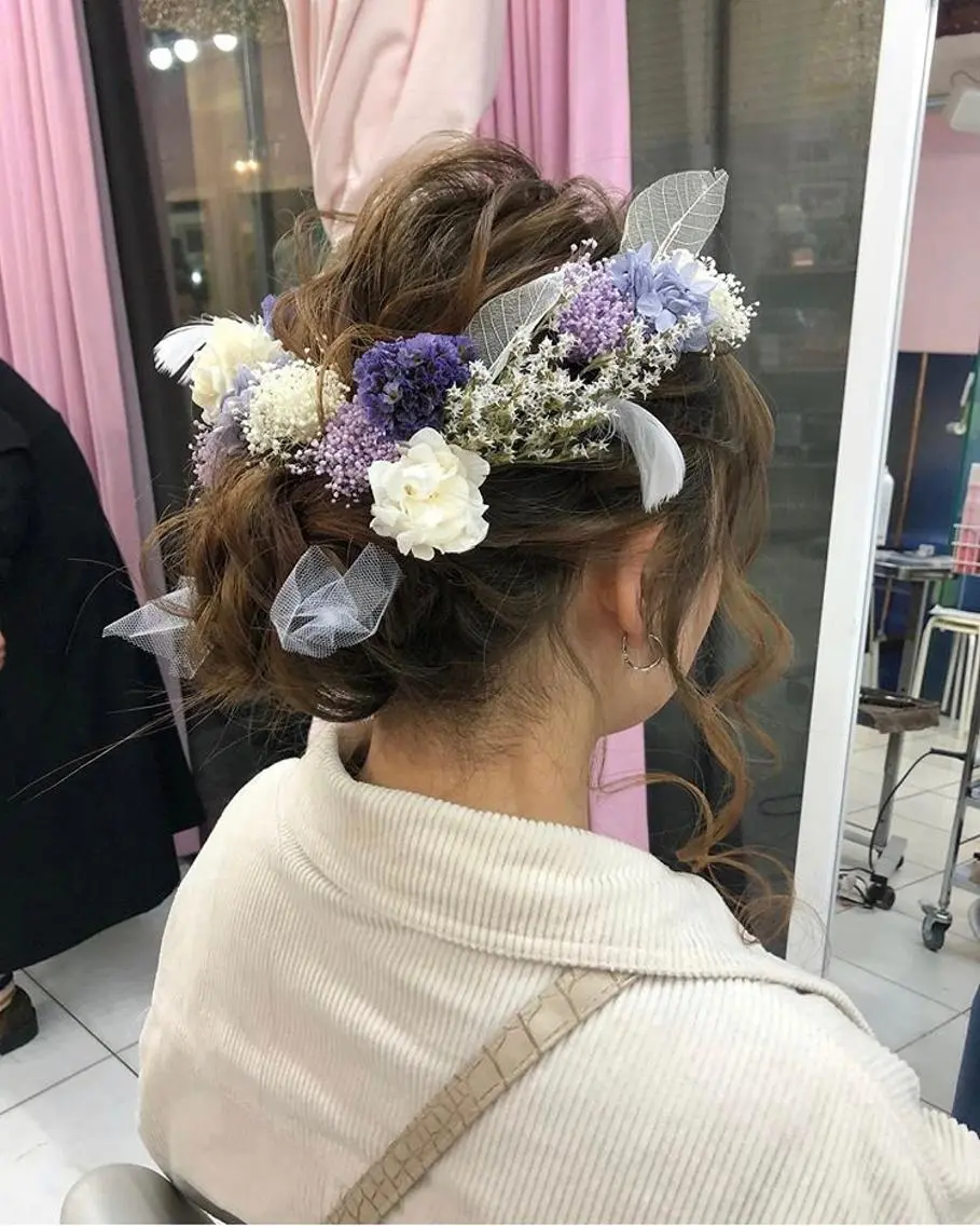 セミロング ヘアアレンジ 成人式 卒業式のヘアスタイル ヘアセット 梅山 美侑のヘアスタイル