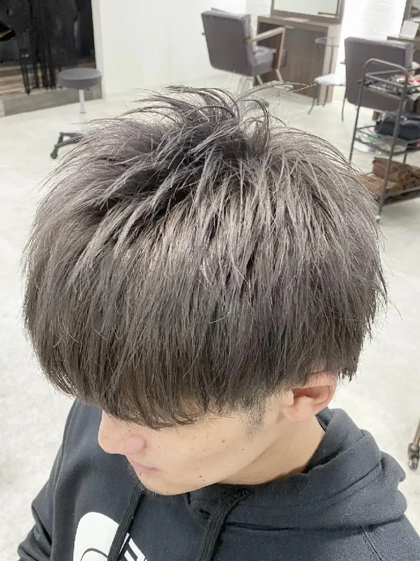 ショート カラー メンズ アッシュ シルバー シルバーアッシュ カット ヘアカラー トリートメント foi hair men's/パーマのヘアスタイル