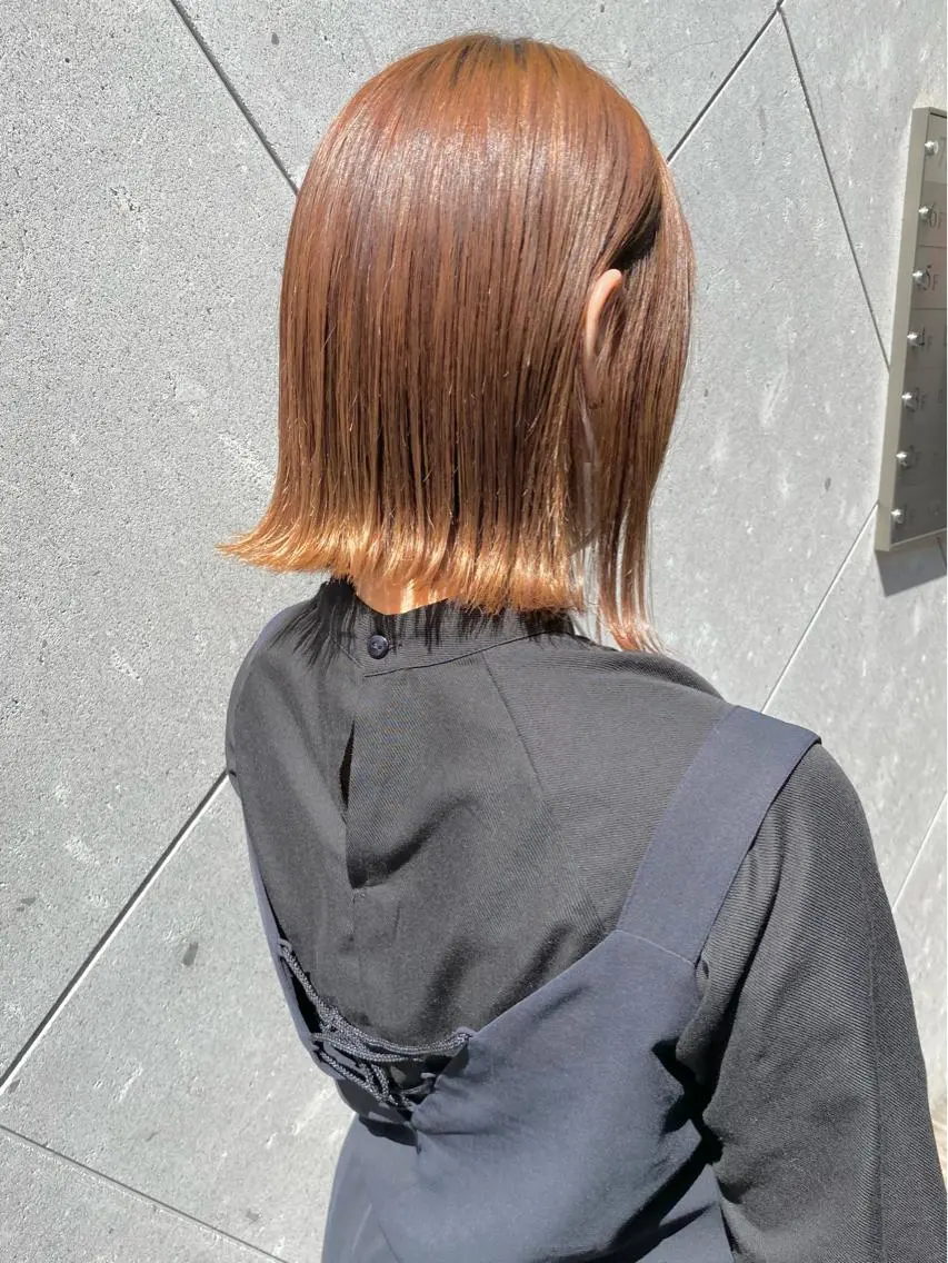 ミディアム カラー 切りっぱなしボブ ボブ 佐々木 里菜のヘアスタイル