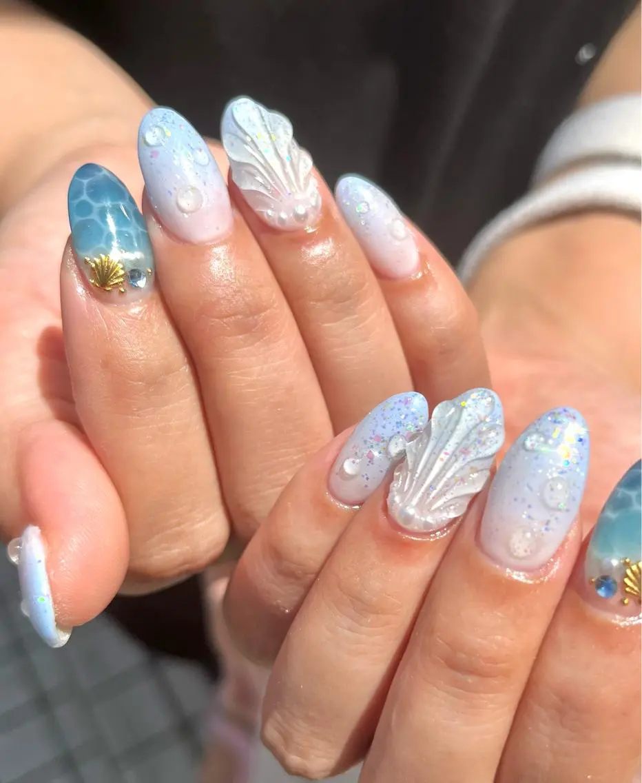 ネイル ブルー 夏ネイル ハンドネイル フットネイル Para Sol nail　Maoのネイルデザイン