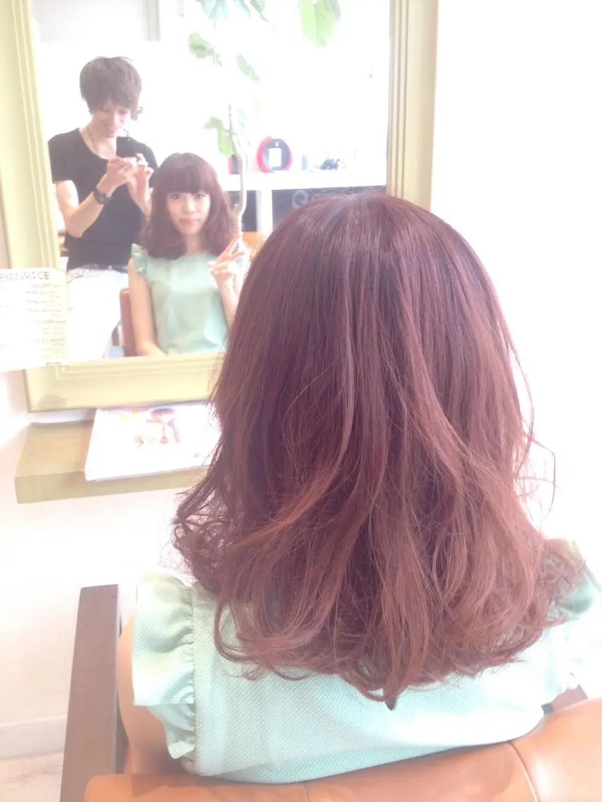 ミディアム カラー ベージュカラー ピンクカラー ピンクベージュ メンズ指名多数!! 田島史也のヘアスタイル