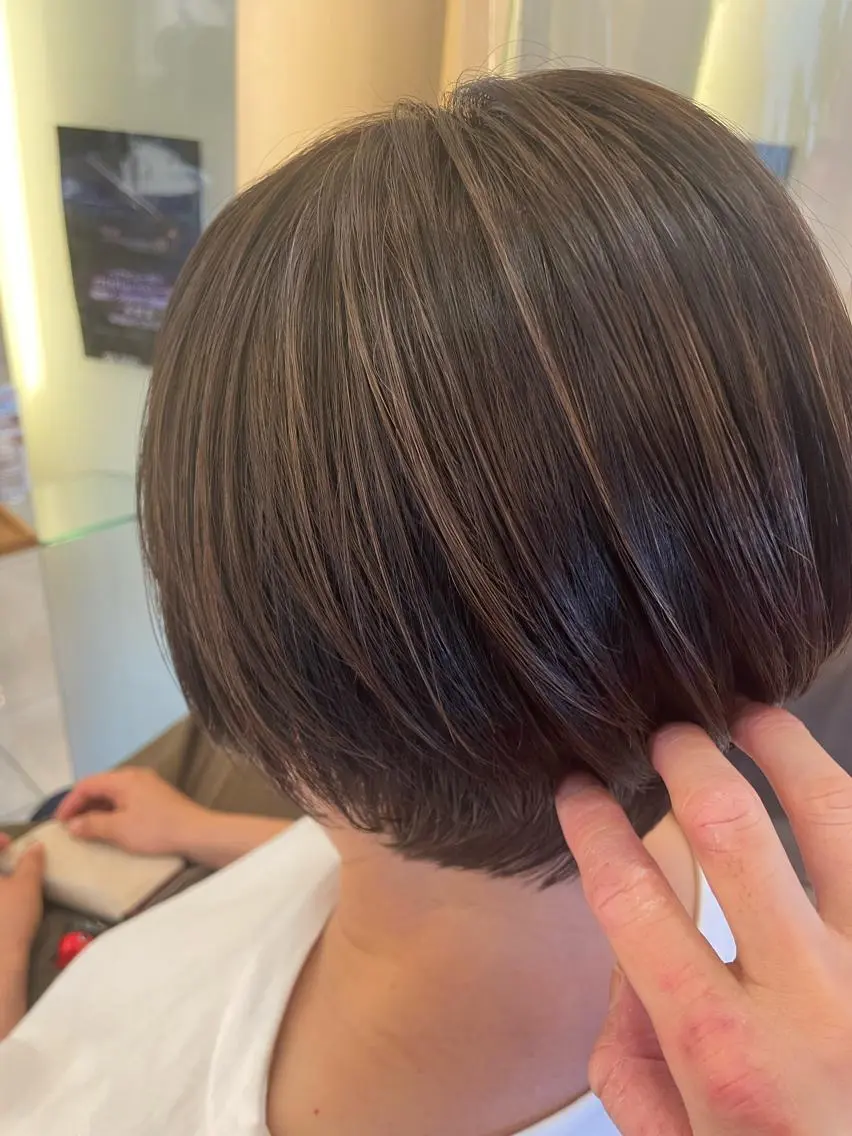 ショート カラー ヘアアレンジ ヘアカラー トリートメント リリー /Men's/パーマのヘアスタイル