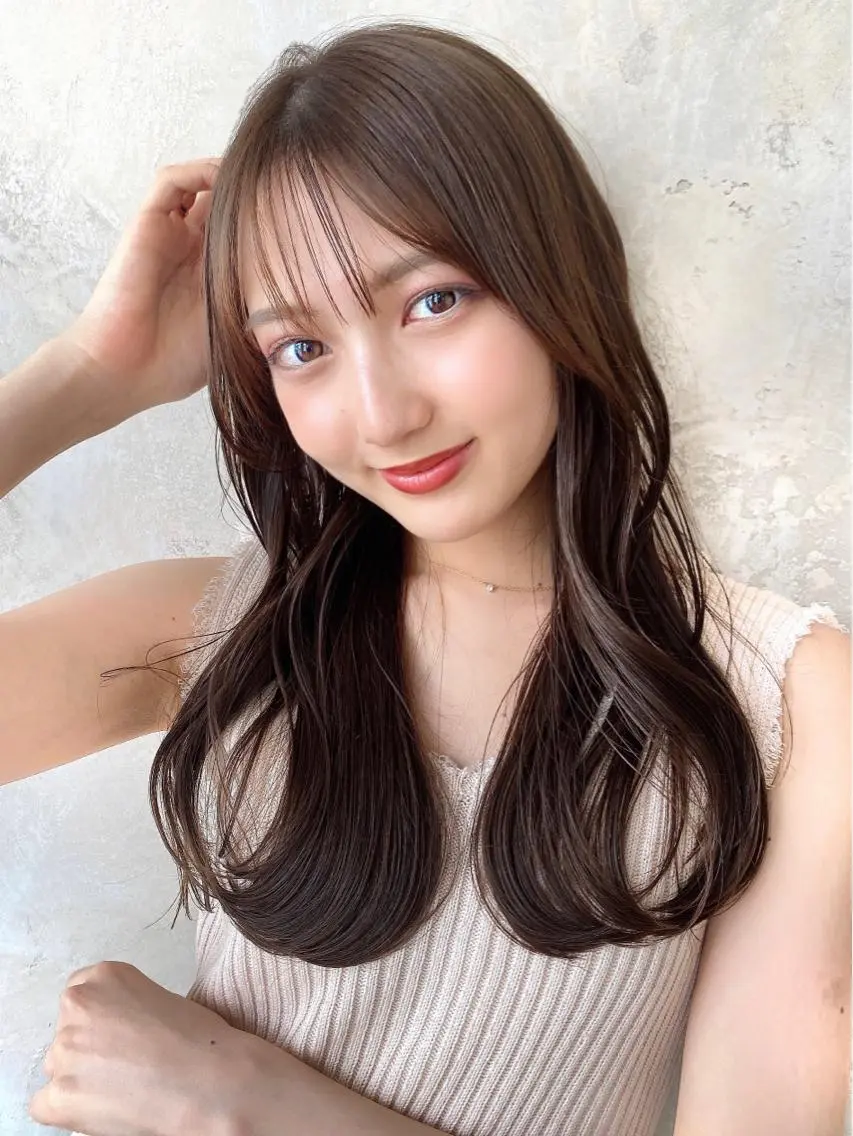 セミロング カラー ベージュカラー ブラウンカラー ブラウンベージュ くびれヘア 顔周りカット 顔周り/くびれヘア 韓国ヘア💕風間るなのヘアスタイル