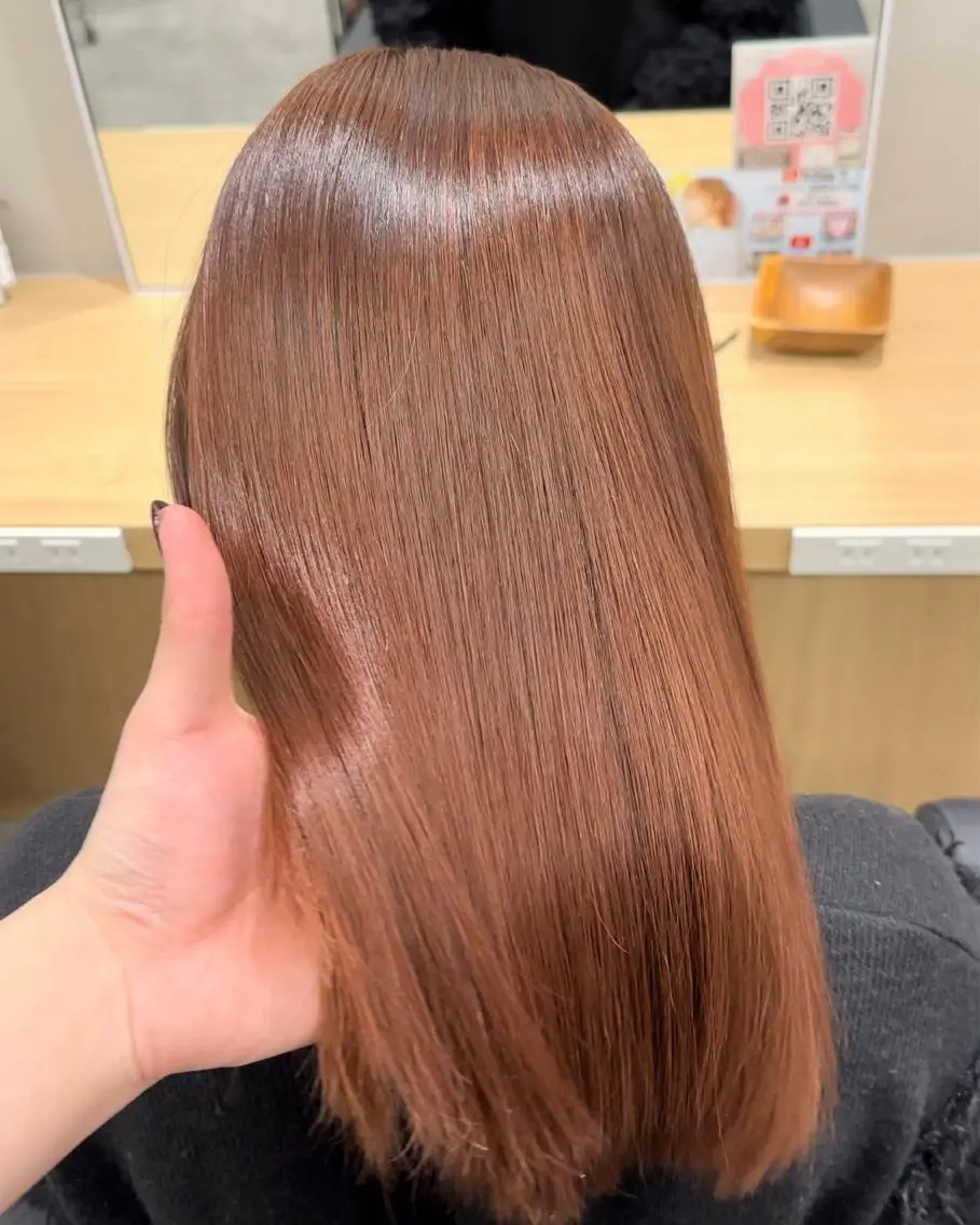 ミディアム 髪質改善 ヘアカラー トリートメント 巻ける髪質改善🫧ハ イライト/永田汰伊智のヘアスタイル