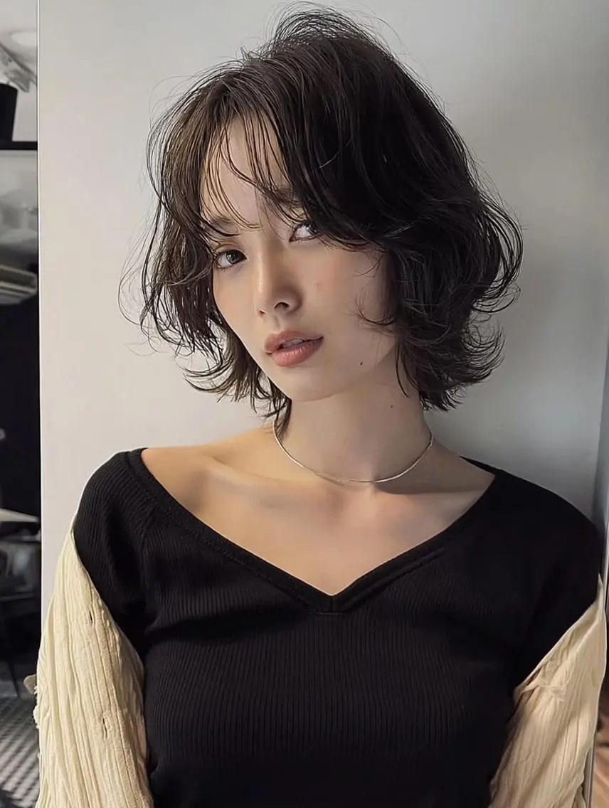ショート パーマ ボブ 伸ばしかけ レイヤーカット 小顔カット 外ハネヘア カット パーマ トリートメント レイヤーカット✨ 福井雄登のヘアスタイル