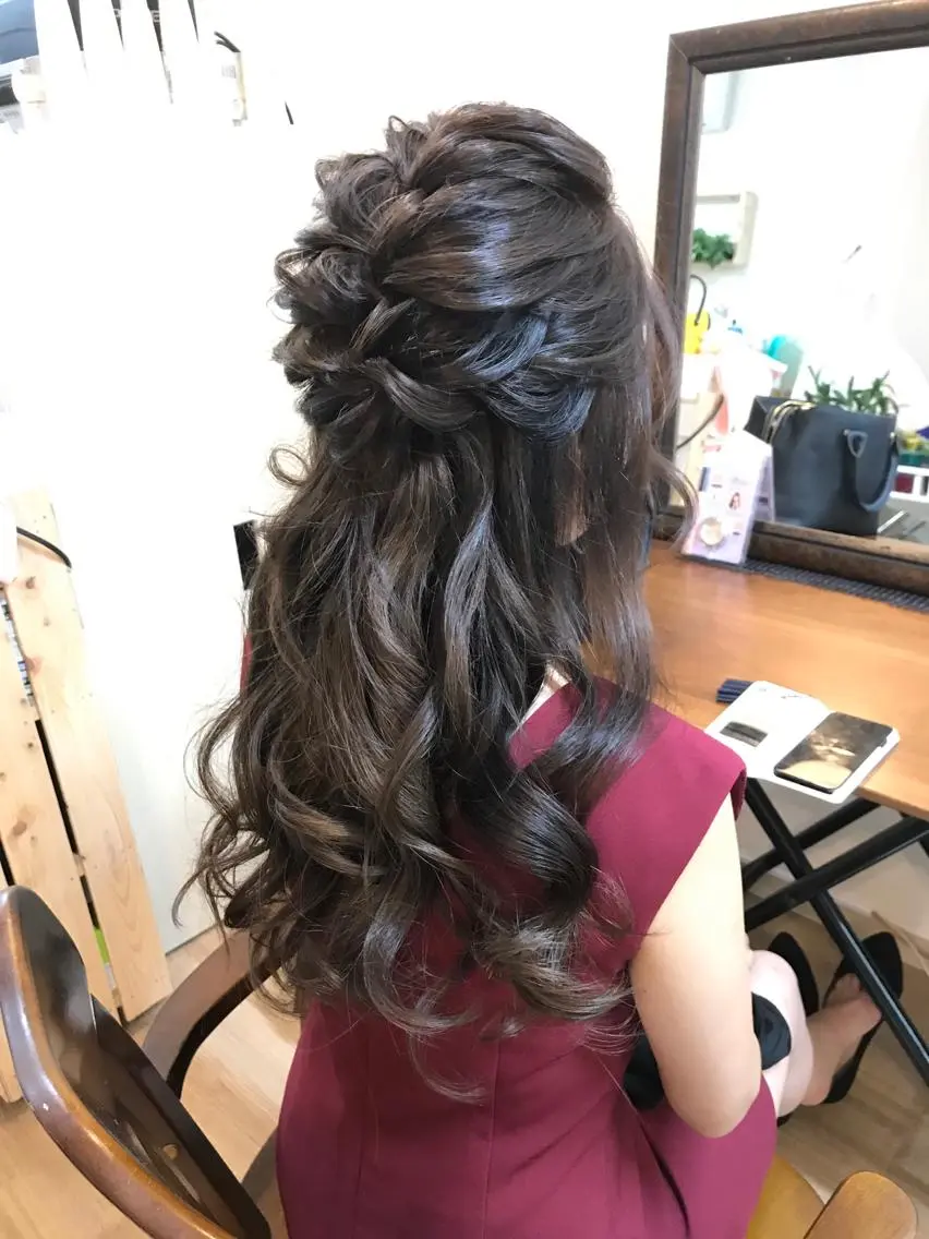 ロング ヘアアレンジ ハーフアップ 早朝✨ヘアセット 着付け/清水玲歌のヘアスタイル