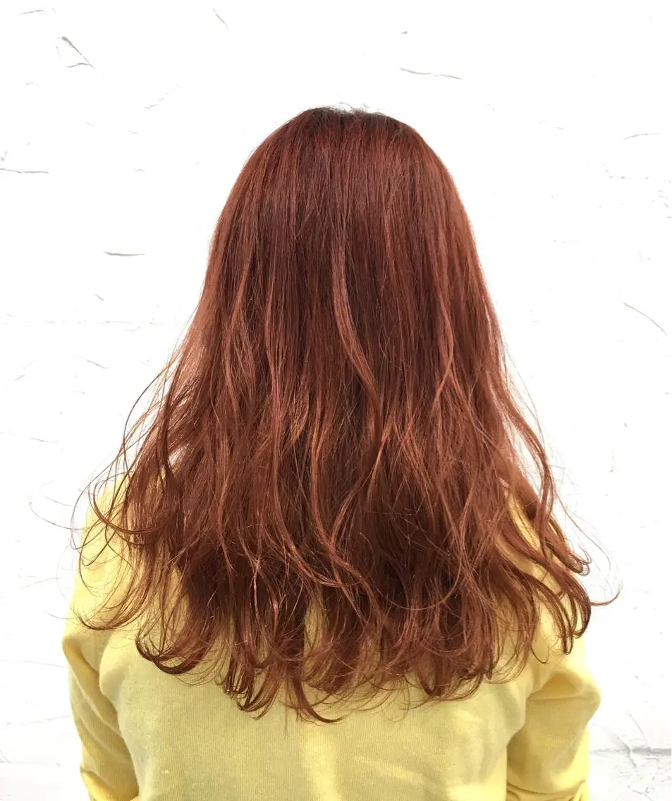 セミロング カラー オレンジ 脱！黒髪 ダブルカラー【上野】のヘアスタイル