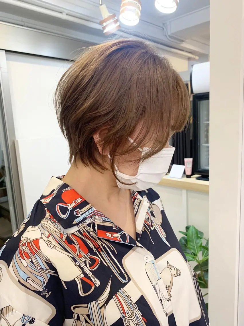 ショート ショートボブ ボブ ショートヘア カット トリートメント レイヤー×縮毛矯正 深見 拓のヘアスタイル
