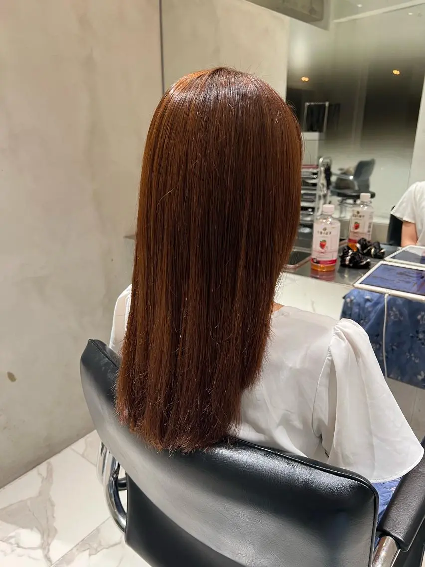 ロング パーマ 縮毛矯正 トリートメント ヘッドスパ ヘアセット 艶くすみカラー /縮毛/川添桃花のヘアスタイル